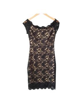 Black Lace with Beige Lining Mini Dress Size S